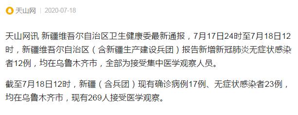 新疆今日最新疫情通报